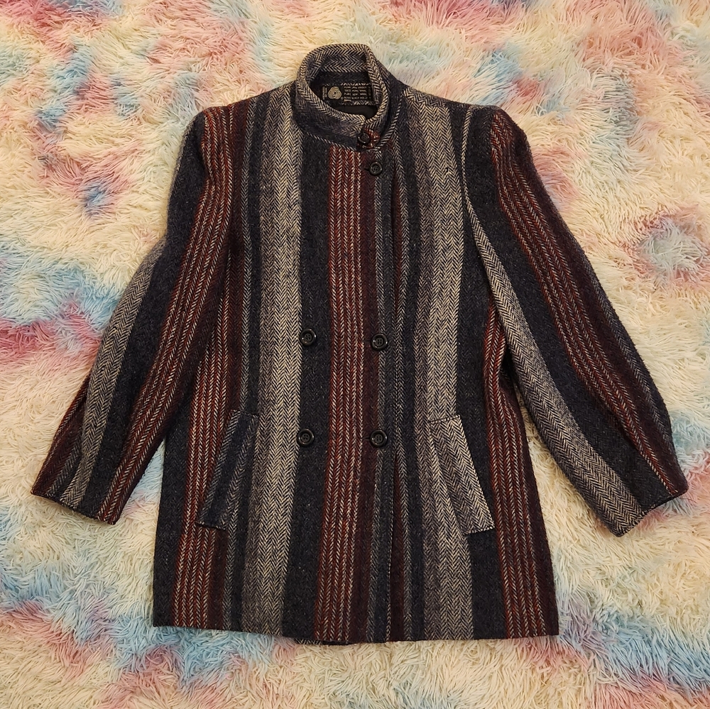 Vintage Herringbone Wool Peacoat
